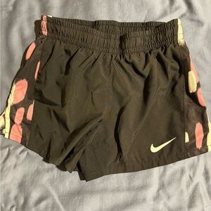 Nike Black and Pink Athletic Shorts with Elastic Waistband